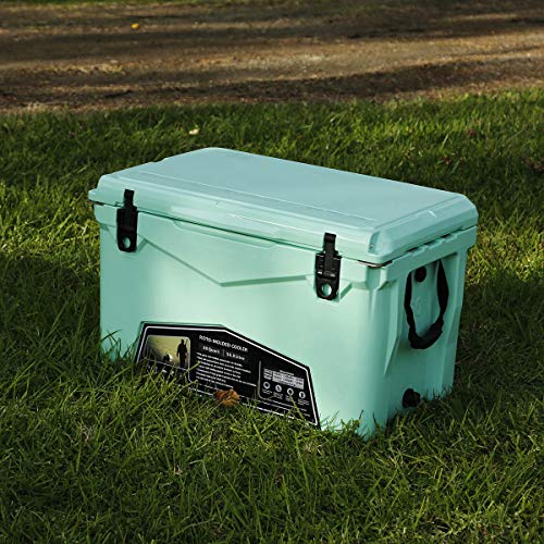Xspec Pro Roto-Molded 60 Quart High Performance Cooler Outdoor Ice Chest, Seafoam, Durable Stylish Rotomolded with Bottle Openers, Vacuum Release Valve, and Low Profile Snap Tight Latches
