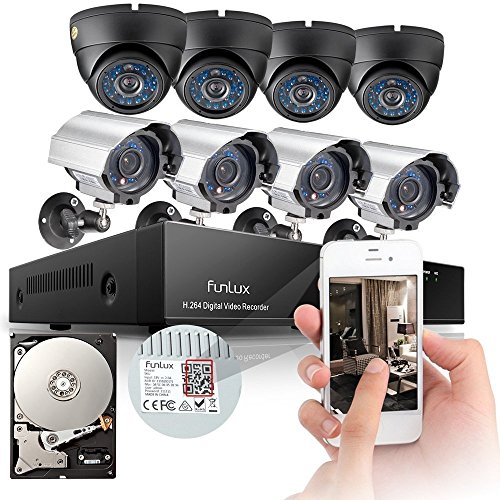 Funlux 8CH 960H Network DVR 8 Outdoor Metal CCTV IRCut Surveillance