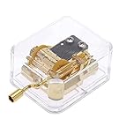 Helen Zora 18 note Acrylic Clear Gold Hand Cranked Gurdy Musical Mechanism Music Box(Over The Rainbow)