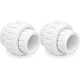 Carvedexquisitely 2" PVC Union Coupling Pipe Fitting (actual diameter 2.37") PVC Adapter Schedule 40(Socket x Socket), EPDM O-Ring, White 2 Pack