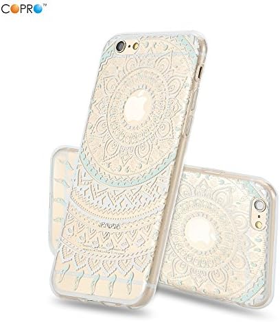 COPRO iPhone 6 6s Protective Case Soft Plastic Full Cover Slim Anti-Scratch Case for women men boys and girls (Mandala White Green)