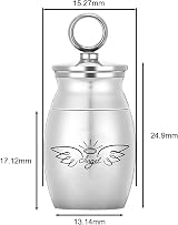 Bestomrogh Mini Cremation Urn Stainless Steel Keepsake Ash Holder Keychain view 4