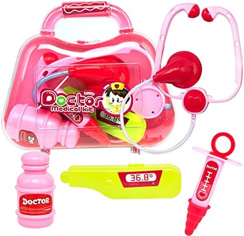 preliked Doctor Pretended Kit Simulation Medical Nurse Toolbox Cosplay Role Play Toys (Pink)