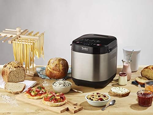 Moulinex Pain et Delices Machine à pain 1Kg 720W  20 programmes automatiques Programme sans gluten Programme yaourt Pain maison Pizza Pâte Confiture Porridge Yaourt Fromage frais Noir Inox OW240E30