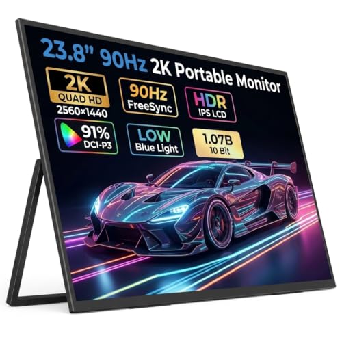 23,8‑Zoll 2.5K 90Hz IPS Tragbarer Monitor,Laptop Bildschirm Erweiterung