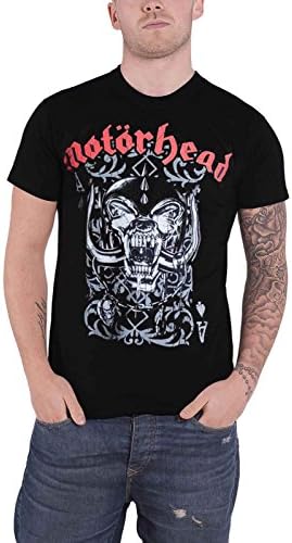 Motorhead T Shirt Warpig Playing Card Distressed Band Logo Official Mens Black