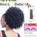 Beauty Synthetic Curly Hair Large Ponytail African American Short Afro Kinky Curly Wrap Synthetic Drawstring Puff Ponytail Hair Extensions Wig with Clips(Black 1# Size:L)