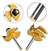Tongue and Groove Set,Router Bit Set, 1/2 Inch Shank 3 Teeth T Shape Wood Milling Cutter Adjustable Woodworking Tool (2Pcs)