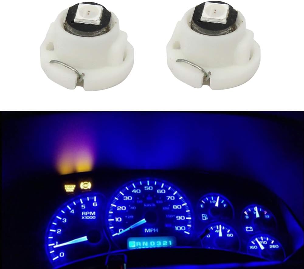 WLJH 10x Blue T3 Neo Wedge 3030 SMD Chipest 8mm Base Led Car Instrument Cluster Led Bulb Dashboard Gauge Bulb HVAC AC Heater Climate Controls Lamps Radio Switch Indication Interior Light Replacement
