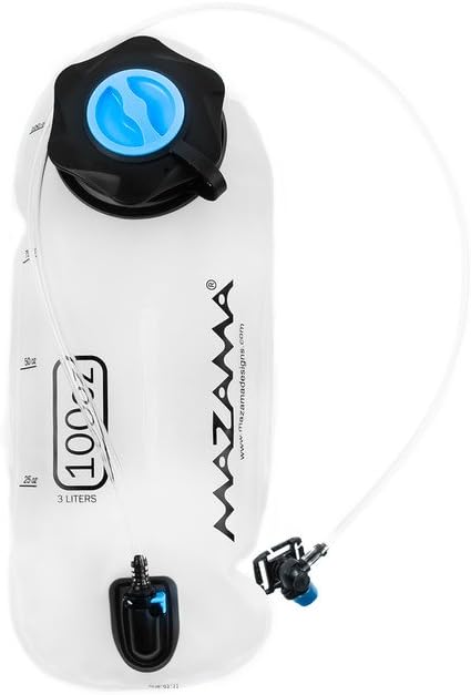 Mazama Celilo Dual Cap Top Fill Hydration Bladder, Replacement Water Bladder Fits Most Hydration Pack Water Backpack Applications, 100 oz