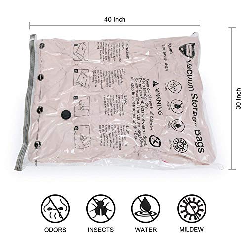 Premium 6 Jumbo Space Saver Vacuum Storage Bags (40"x30") Compression Bags for Clothes Blankets Comforters Pillows, Durable and Reusable-Travel Hand Pump Included