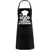 Hyzrz Funny Aprons for Men, Women -Mr. Good Looking is Cooking- Gifts for Fathers Day, Mothers Day, Birthday - Cooking Grilling BBQ Chef Apron (Black)