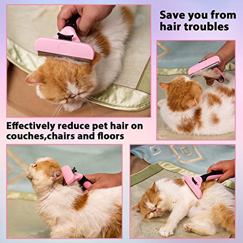 Hesiry Pet Dogs & Cats Grooming Brush for De-Shedding with Self Cleaning, Remove Pets Matted Short and Long Hair