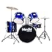 Mendini by Cecilio Complete Full Size 5-Piece Adult Drum Set w/Cymbals Pedal Throne Sticks, Metallic Blue MDS80-BL