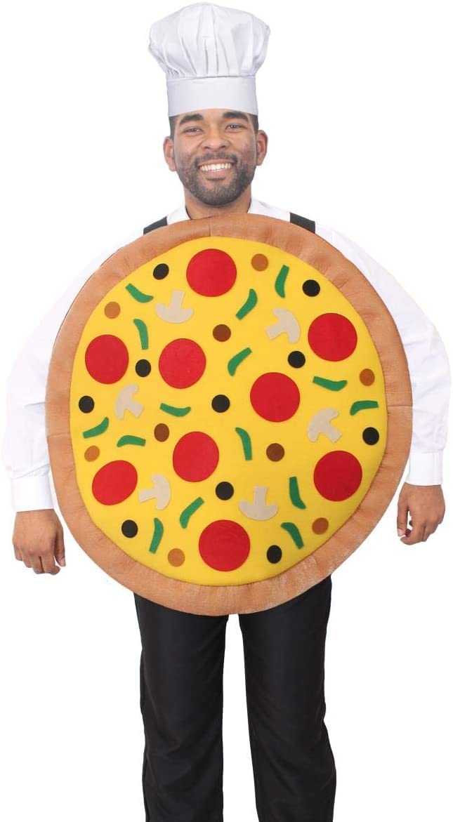 Adults Pizza Costume - Large Italian Pizza Outfit - Novelty Fancy Dress Costume