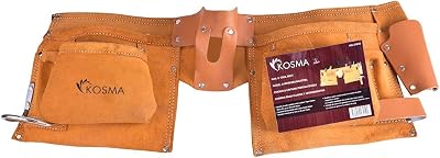 Kosma Multi-Pocket Leather Tool Apron with 11 Pockets, Hammer Loop & Tape Holder