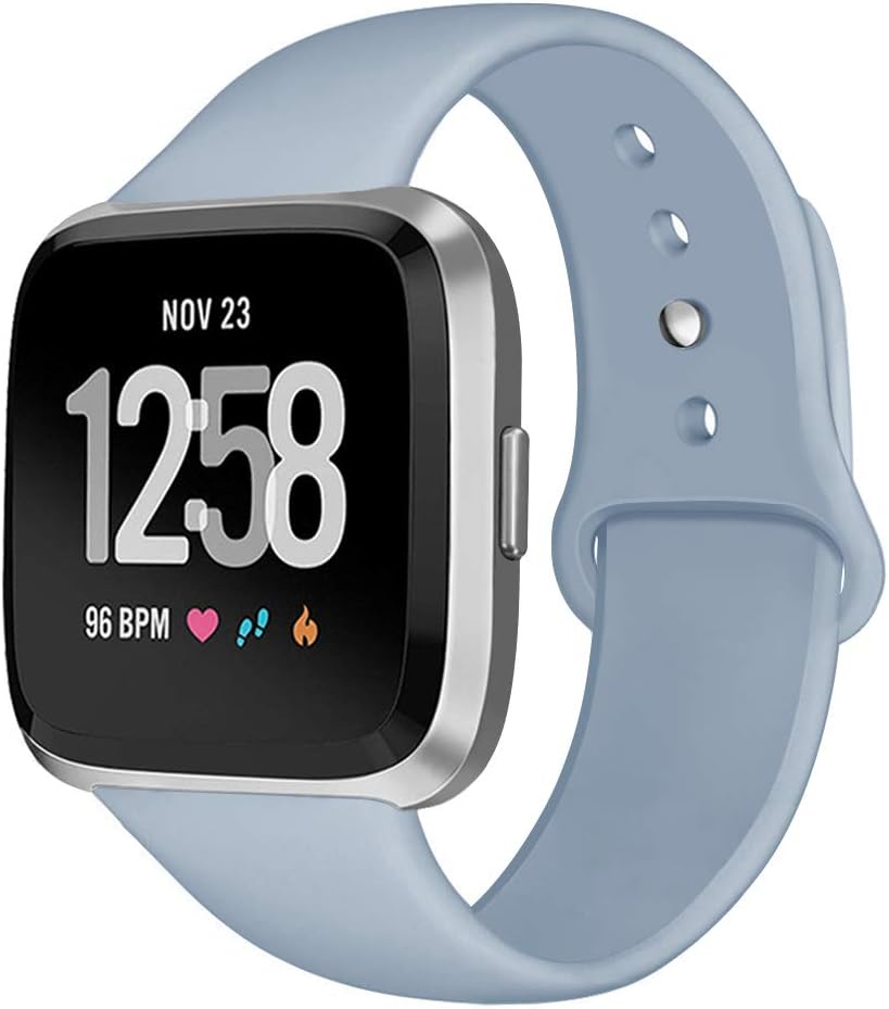 Kmasic Sport Band Compatible with Fitbit Versa/Fitbit Versa 2/Fitbit Versa Lite Edition, Soft Silicone Strap Replacement Wristband Versa Smart Fitness Watch, Large Small