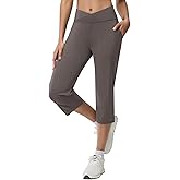 Emlovm Women's Capri Pants for Casual Summer Petite Capris with Pocket Loose Fit High Waisted Straight Cropped Pants Dressy Lounge Yoga Dusty Khaki Grey XL