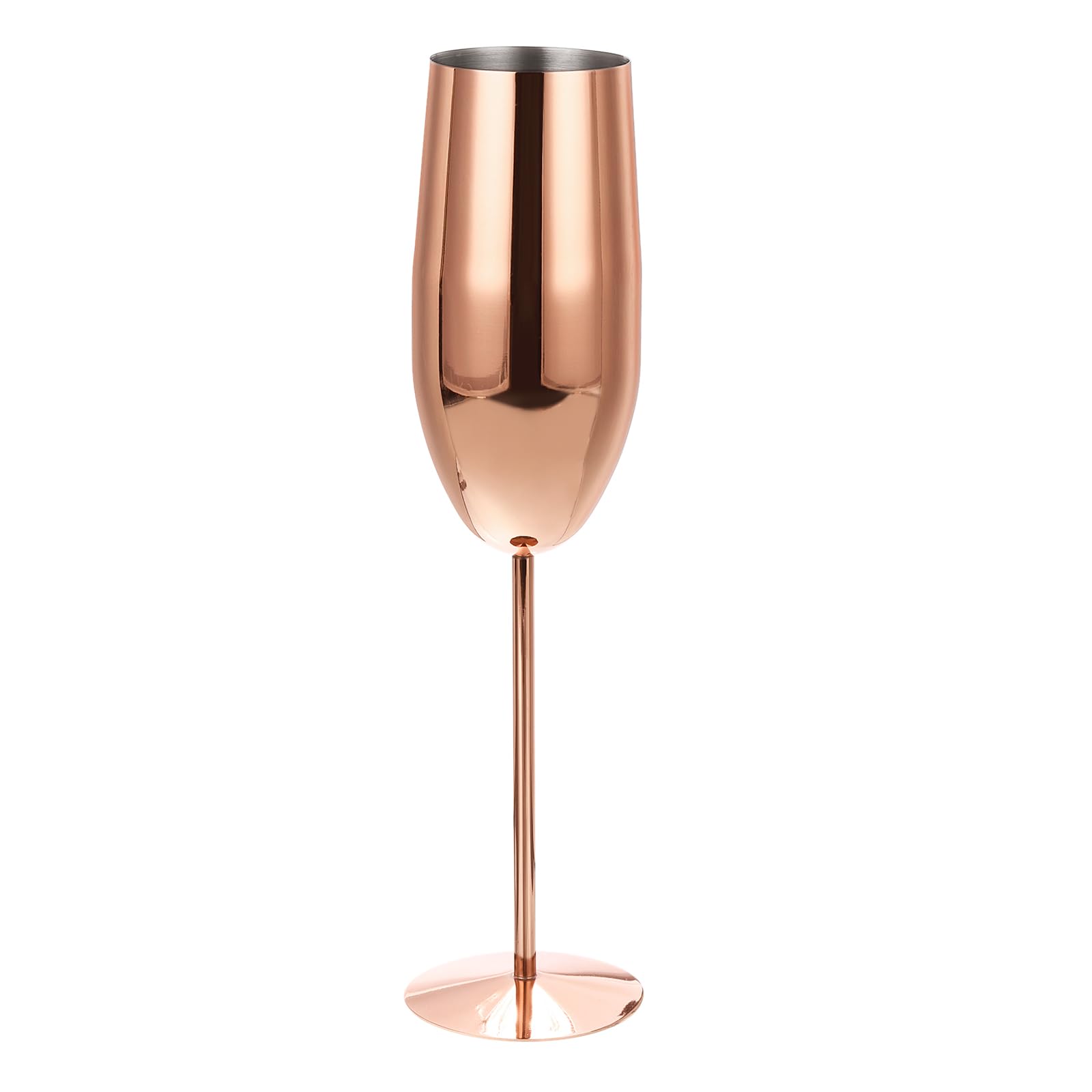 Uxcell Unbreakable Stemmed Champagne Glasses, 270ml/9 OZ Red Wine Glass Metal Stemmed Shatter Proof Champagne Flutes for Wedding, Party, Gift，Rose Gold