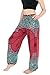 Banjamath®? Women's Smocked Waist Harem Hippie Boho Yoga Palazzo Casual Pants (M, Mandala Red)