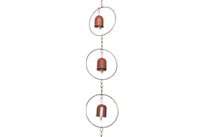 ACUDUDOMA Rain Chain for Gutters Functional and Decorative Replacement Downspout Chain with Attached Hanger for Outside 4 FT Rain Chains 8 Bells Copper