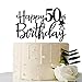 Black Glitter Happy 50th Birthday Cake Topper for Women Men, Hello 50th Anniversary, Cheers to 50 Years Party Decorations