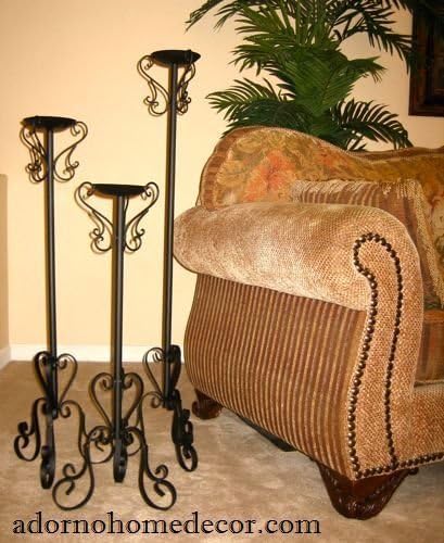Amazon Com Rustic Farm Home Wrought Iron Floor Candle Holders Set