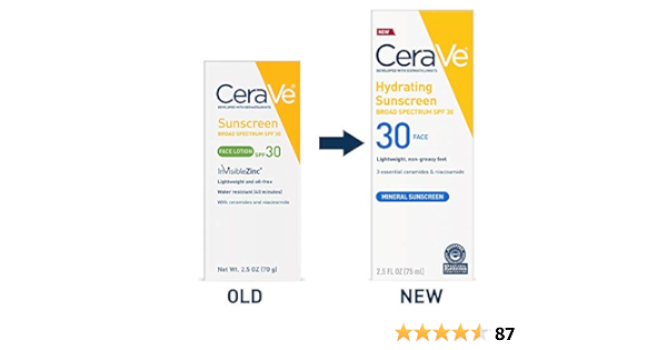 cerave sunscreen face lotion spf 50 2 oz with zinc oxide