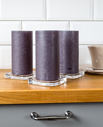 Charcoal Pillar Candles Set of 3 3" x 6" Black Dark Grey Gray Unscented Dripless for Weddings Home Decoration Relaxation Spa Church - Thumbnail 3