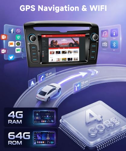 Rimoody 4G+64G Android Autoradio per Lancia Ypsilon 2012-2020 Wireless Carplay Android Auto, 7 Pollici Touchscreen Radio 2 Din con GPS Navi WiFi Bluetooth FM/RDS Radio USB/SWC Telecamera Posteriore