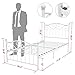 Yaheetech Single Metal Bed Frame Twin Size Vintage Bedstead Wood Slats Support Platform Steel Slats Bed with Headboard & Footboard White