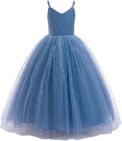 Amazon.com: Glamulice Flower Girl Dresses Dusty Blue Formal Princess  Sparkle Tulle Dress Off Shoulder Vintage Bridesmaid Dance Party Prom Ball  Gown for Wedding Little Girl Pageant Holiday Birthday Gown 5 6: Clothing,
