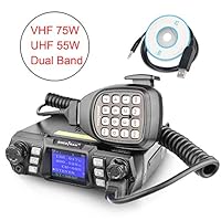 Mobile Ham Radio Transceiver VHF 75W UHF 55W Mobile Radio Dual Band Quad Standby Vehicle Transceiver Cross Band Station Repeater with Programming Cable & Software Black SOCOTRAN