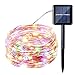 Icicle Solar Fairy Lights, 33ft 100LED Light Sensor Control Flexible Copper Wire Waterproof Decorative Light for Garden, Lawn, Pergola, Backyard, Gazebo, Porch, Holiday Decorations (Multicolored)