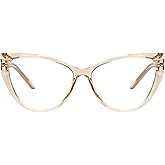 QECEPEI Blue Light Glasses Cateye Women Fake Eyeglasses Anti Eye Strain Computer Glasses Clear Lens