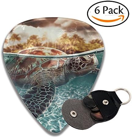 FasonKing Sea Turtle Guitar Picks 6 Pack, Celluloid Guitar Pick Electric & Acoustic Guitars Includes 0.46mm, 0.71mm, 0.96mm - Unique Guitar Gift For Bass