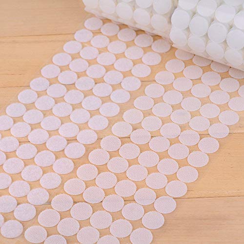 Vkey 1000pcs 500 Pairs 2cm Diameter Adhesive Sticky Back Coins Hook Loop Self Adhesive Dots Tapes Magic Sticky White