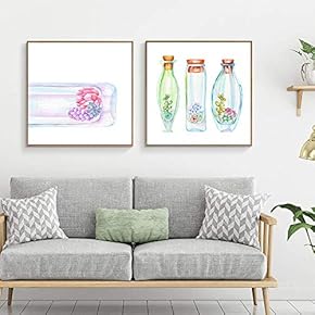 Floating Framed Canvas Wall Art for Living Room, Bedroom Green Plant Cactus Canvas Prints for Home Decoration Ready to Hang - 16"x16"x2 Panels