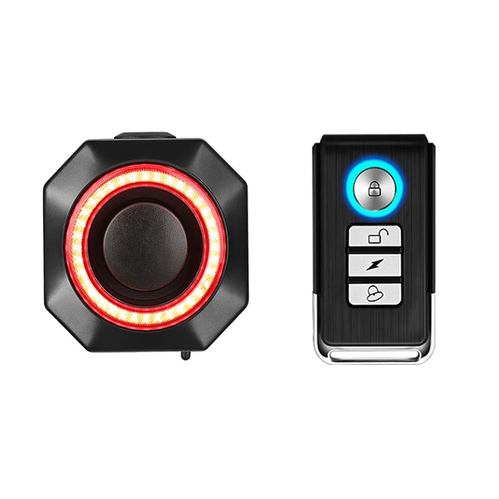 Anti Theft Bike Tail Light Alarm with Remote, Vibration Burglar Bicycle Alarm USB Charging Smart Auto Brake Sensing Waterproof Anti Theft Smart Bicycle Lamp