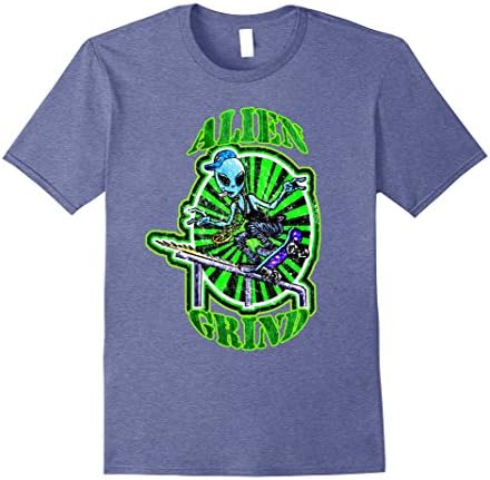Mens Alien Grind Skateboard T-Shirt Medium Heather Blue