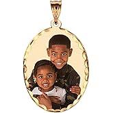 PicturesOnGold.com Oval w/Diamond Cut Edge Custom Photo Engraved Pendant - in Solid 14K, 10k, Yellow, White, Or Sterling Silver