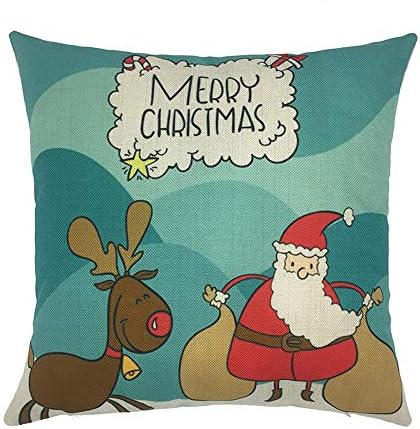 Happy Christmas Pillow Cases Linen Sofa Cartoon Cushion Cover Home Decoration Duseedik