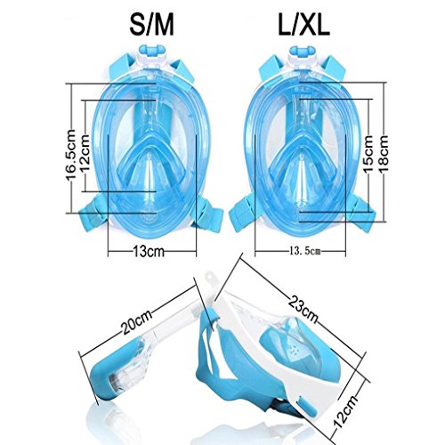 Sinwo Full Face Snorkel Mask,Foldable Anti Fog Fully Dry Diving Mask Swimming Full Face Mask Snorkeling Tool (S/M, Black) - Thumbnail 2