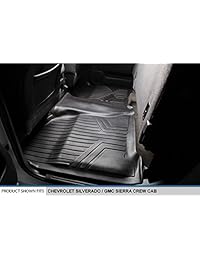 maxfloormat smartcoverage Premium Piso Esteras 2 Fila Set Negro para 2014   2018 Silverado Sierra 1500 Crew Cab   2015   2018 2500 3500 HD Crew Cab