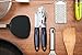 Ozetti Can Opener - Black 3-in-1 Maunual Stainless Steel Can Opener, Ergonomic Comfort Grips, Smooth Edge Cutting Tool, Bottle and Jar Tin Opener