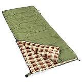 Camp Solutions Envelope Sleeping Bag with Compression Sack - Fits Adults up to 6'5. Ripstop Waterproof Shell & High-Loft Fill Construction