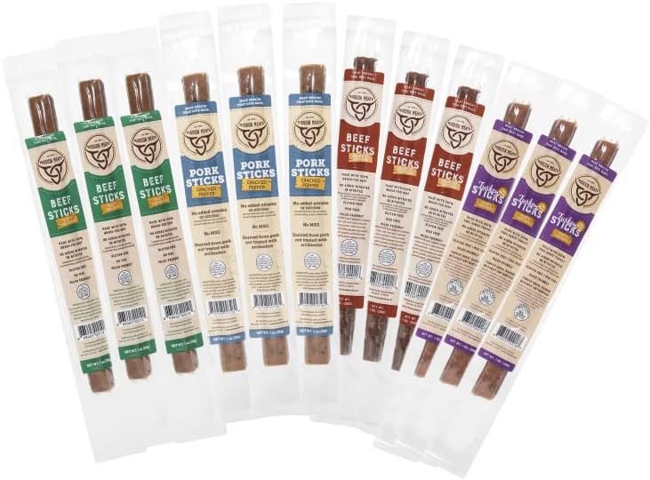 Mission Meats Meat Sticks Variety Pack (Beef, Pork, Turkey) Clean