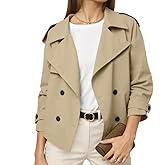 Muchpow Womens Cropped Trench Coat Casual Double Breasted Work Office Short Crop Coats Jacket with Belt
