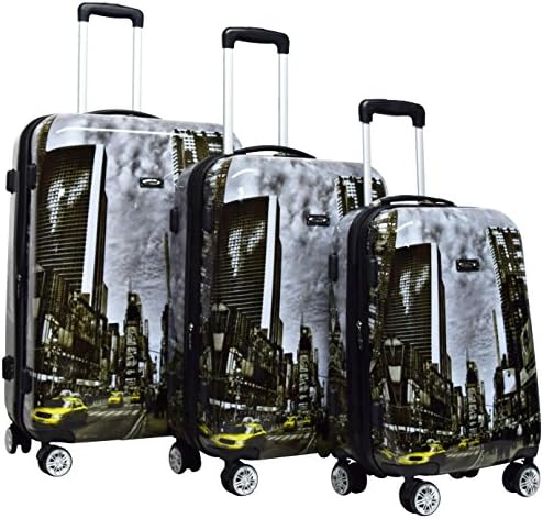 Kemyer 788 Vintage World Series Lightweight 3-PC Expandable Hardside Spinner Luggage Set: 28", 24", and 20" (Time Square)