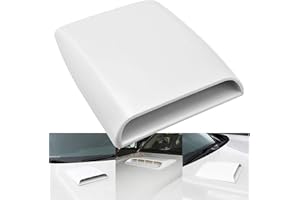 KATUR Universal Car Decorative Air Flow Intake Hood Scoop Vent Turbo Bonnet Cover White